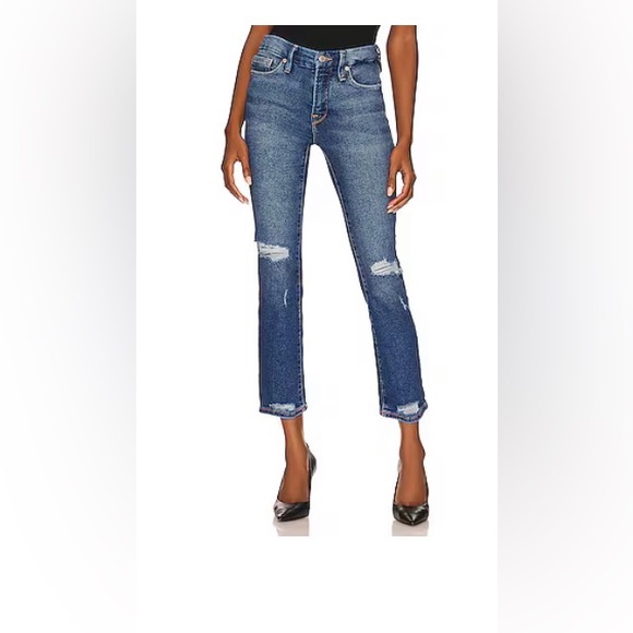 Good American Denim - GOOD AMERICAN Good Straight in Indigo128 distressed size 4/27 gsbdh619t